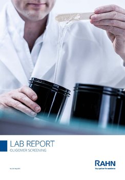 EnergyCuring Lab Report Cover with two people in a lab for Oligomer Screening