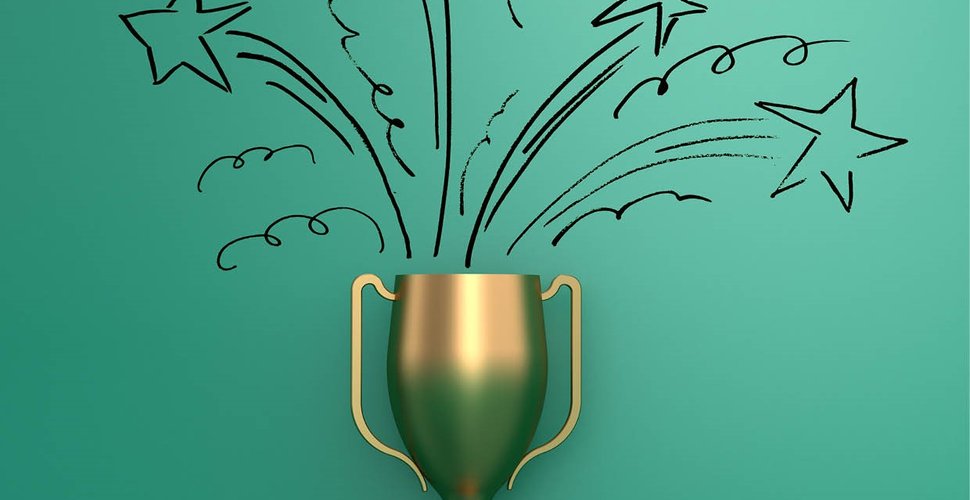 cosmetic services - golden trophy on a green background