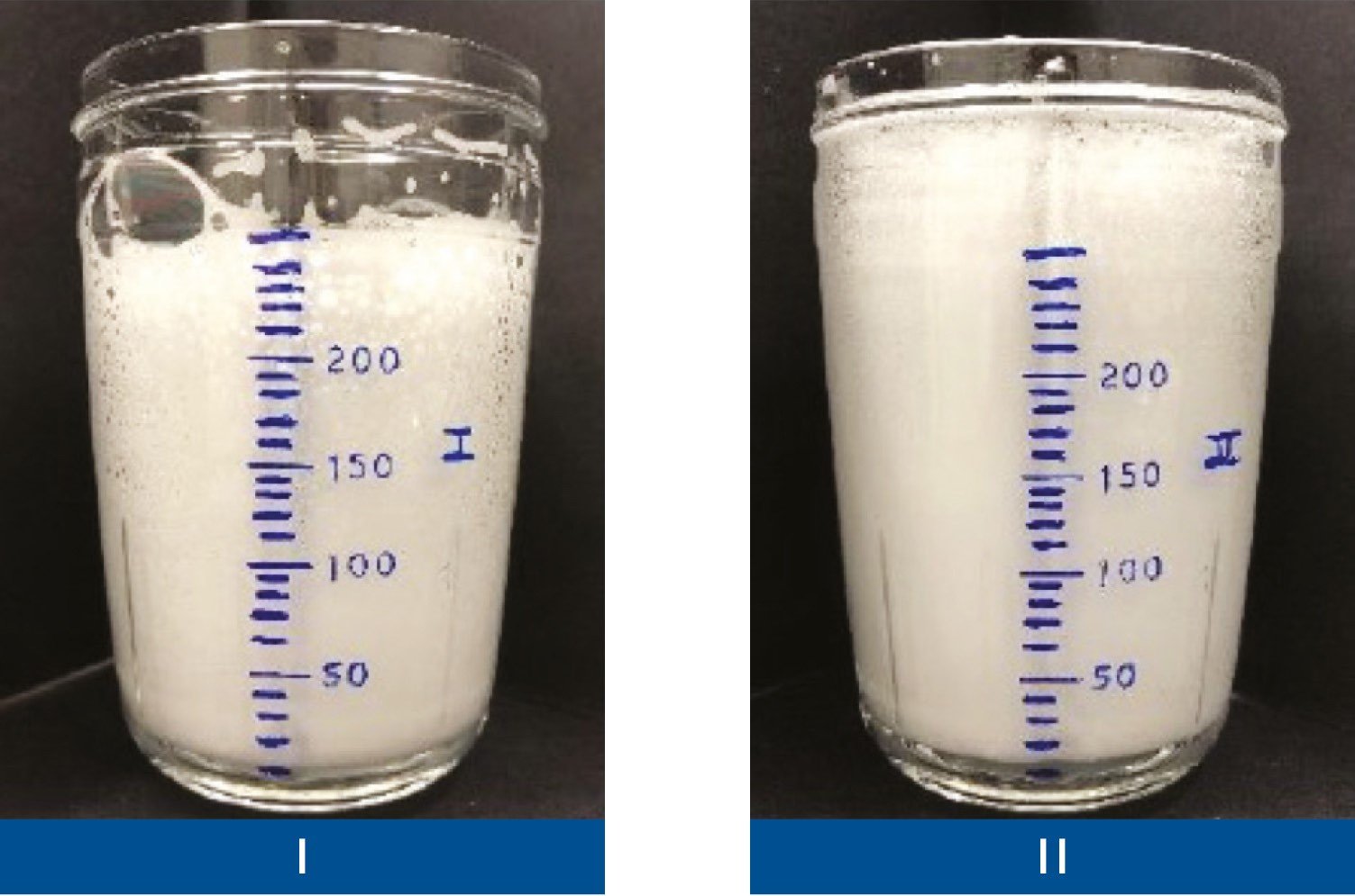 Rahn cosmetic news - two pictures of foamy white solutions